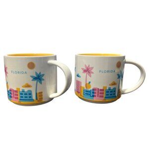 Starbucks You Are Here Collection Florida Set of 2 Ceramic Mugs 14 Oz
